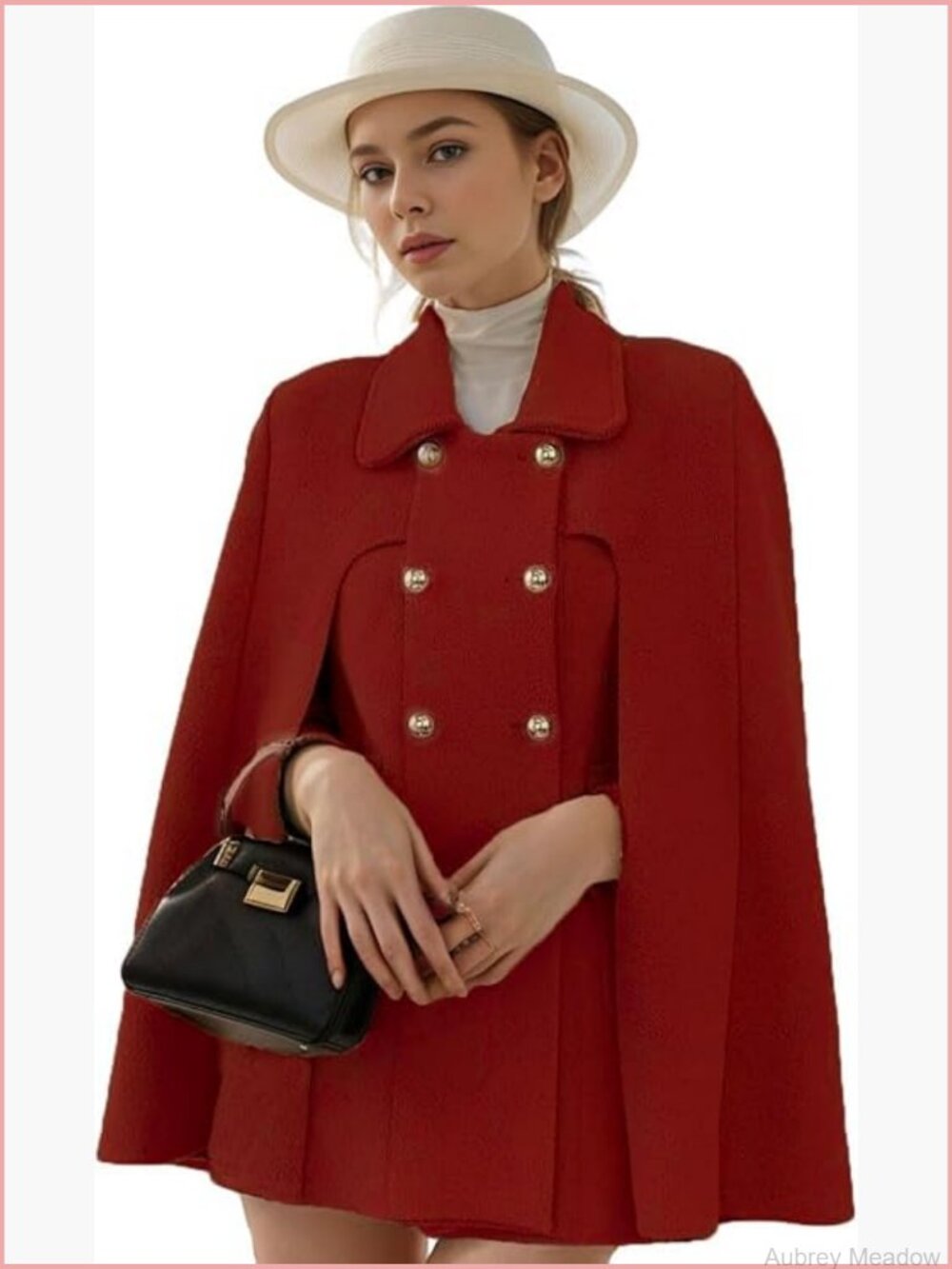 Elegant Double-Breast Wool Blend Cape Poncho Cloak Coat Sleeveless Flowy